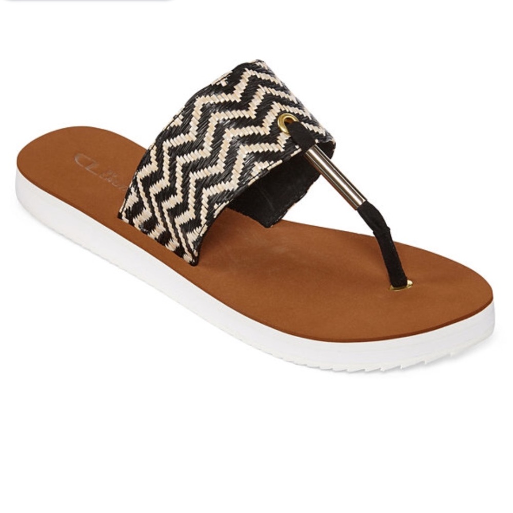 CL By Laundry Zig Zag Raffia Flip Flops